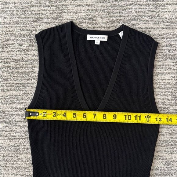New VERONICA BEARD Sid ribbed-knit sweater top Black Sleeveless XS - Picture 9 of 12